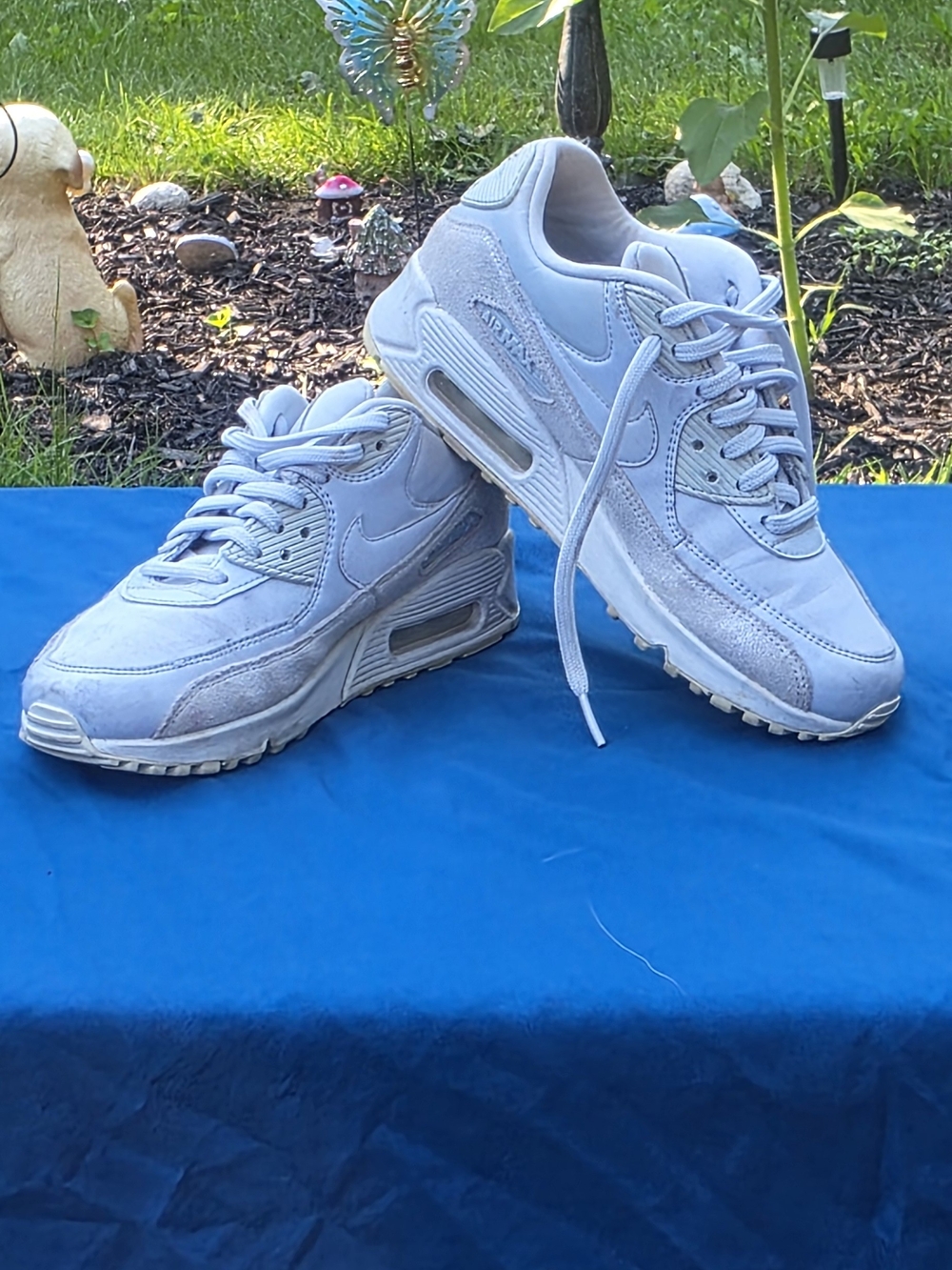 Nike Light Gray Suede & White Leather Trainer Sneakers